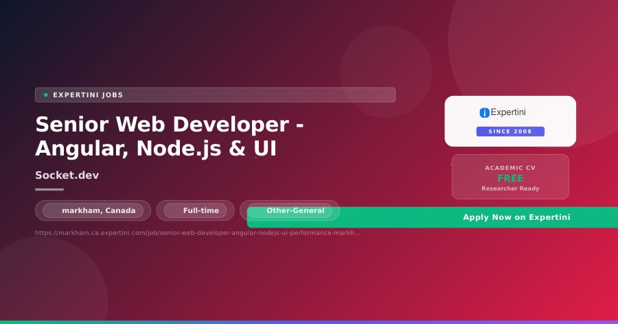 Senior Web Developer - Angular, Node.js & UI Performance at Socket.dev, markham — Apply Now